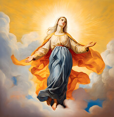 Wall Mural - Portrait of lady of grace, Virgin Mary in the sky