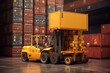 © Eirene - A realistic image of a stack of containers with a truck and forklift. Generative AI