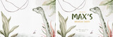 Fototapeta Dziecięca - Cute dinosaur cartoon baby shower pre-made background watercolor illustration, hand painted dino for birthday poster decoration. Rex children funny
