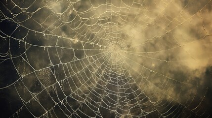 spider web with dew drops