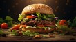 Chickpeas burger with vegetables, vegan food