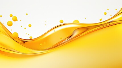 Wall Mural - Oil wave background, yellow liquid, and bubbles on white background.