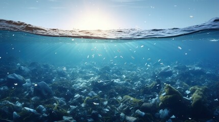 Aufkleber - Detailed photography of sea water contaminated with micro plastic. Environment pollution concept.