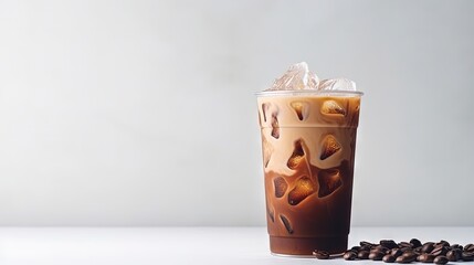 Sticker - Milk Ice Coffee,looking sweet and delicious,with white background refreshing and good feeling,concept picture for copy space and background.