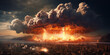 A nuclear bomb exploding in a city. The end of the world, military action against humans
