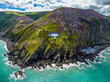 The Lighthouse Keepers Cottage from a drone, Foreland Point, Lynton, Devon, England, Europe