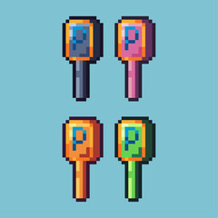 Poster - Pixel art sets of parking sign with variation color item asset. Simple bits of parking sign pixelated style. 8bits perfect for game asset or design asset element for your game design asset.