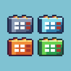Fototapete - Pixel art sets of calendar with variation color item asset. Simple bits of calendar pixelated style. 8bits perfect for game asset or design asset element for your game design asset.