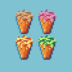 Poster - Pixel art sets of wine with variation color item asset. Simple bits of wine pixelated style. 8bits perfect for game asset or design asset element for your game design asset.