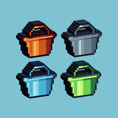 Poster - Isometric Pixel art 3d of cart for items asset. Shopping cart on pixelated style.8bits perfect for game asset or design asset element for your game design asset.