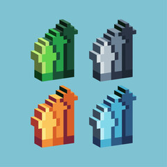Poster - Isometric Pixel art 3d of graph up business for items asset. graph up on pixelated style.8bits perfect for game asset or design asset element for your game design asset.
