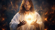 Jesus Is Holding His Glowing Heart