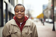 African American teenager with down syndrome on the street