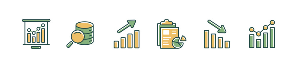 Leinwandbilder - business graph diagram report data statistic icon set marketing performance datum analysis chart vector illustration