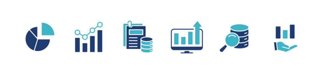 Leinwandbilder - set of data diagram chart analysis business statistic report icon vector financial monitoring growth symbol illustration