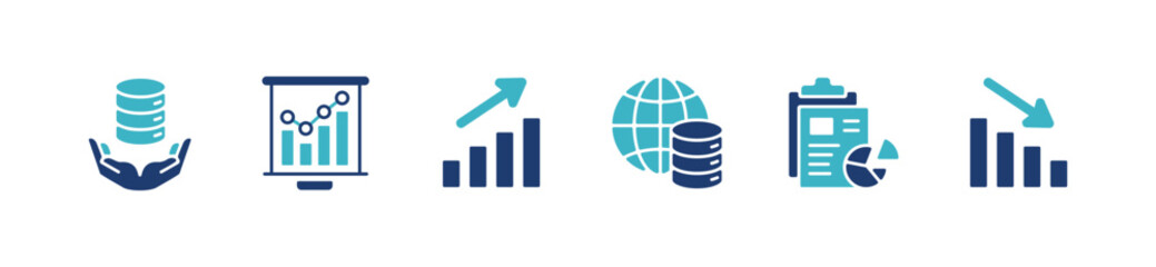 Leinwandbilder - collection of data analysis chart graph icon set business diagram marketing monitoring management report infographic vector illustration