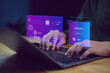 © Apichat - Cyber security internet protection for computer firewall data system identity software password hacker lock safety private guard key network communication on laptop secure cyberspace tech connection