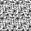 Brush-drawn daisies flowers seamless pattern.