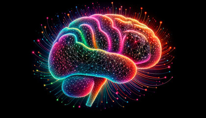 Poster - Human brain. Artificial intelligence concept. Generative AI