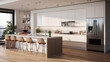 © Milan - A modern, minimalist kitchen with sleek white countertops and stainless steel appliances