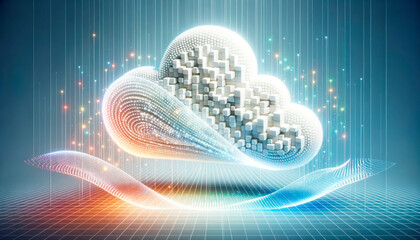 Poster - Abstract cloud computing concept. Generative AI