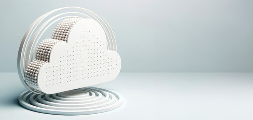 Poster - Abstract white cloud with blank space for text. Generative AI