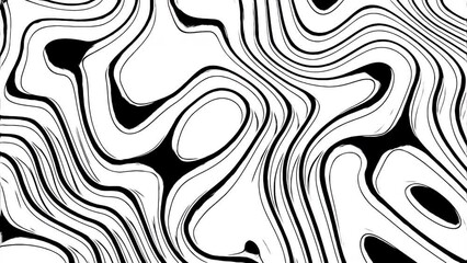 Poster - Abstract monochrome curves background. Design. Flowing and transforming shapes.
