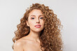 © artmim - Lovely redhead woman with long healthy wavy red hairstyle. Natural beauty without retouching. Beautiful curly hair model