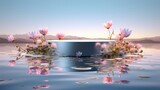 Fototapeta Desenie - A scene with flowers floating in the water