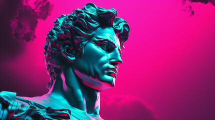 Wall Mural - A statue of a man with a pink background