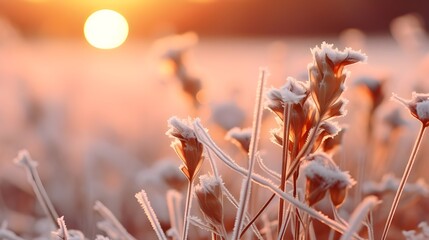 Wall Mural - Winter frozen landscape close up