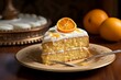 Delicious citrus-flavored cake topped with sweet frosting. Generative AI