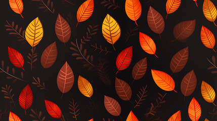 Sticker - autumn leaves seamless pattern