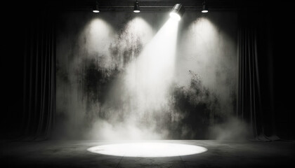 Wall Mural - Theater stage with spotlights and smoke. Generative AI