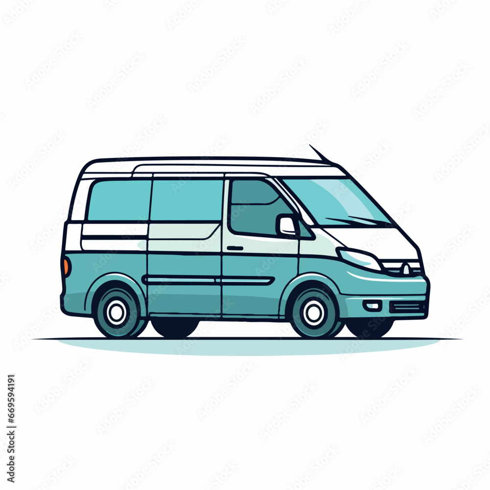 Minivan in cartoon, doodle style. 2d vector illustration in logo, icon style. AI Generative
