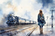 a teenage girl who ran away from home stands alone on the platform,
