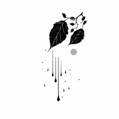 Sticker - Nature A single leaf falling natures poetry minimalist flat illustration. Created using Generative AI Technology