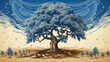 The only tree in the desert, illustration on the theme of peace in Israel