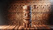 Closeup shot of traditional tiki wooden carved statue, Polynesian, Hawaiian, Māori carvings