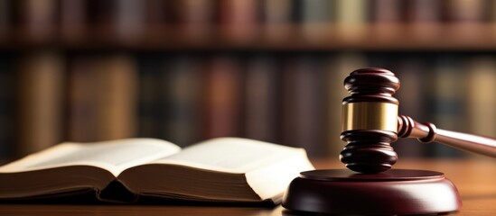 Christian judges gavel on a book atop a wooden table