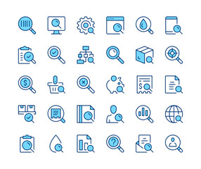 Poster - search icons set. vector line icons. blue color outline stroke symbols. modern concepts