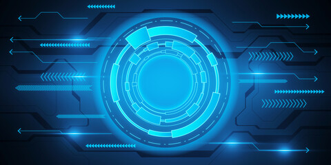Poster - Creative blue hi-tech background. Landing page concept. 3D Rendering.