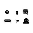 Simple Set of Discount Related Vector Line Icons. Contains such Icons as Coupon, Ribbon with Percent Sign, Discount Code and more