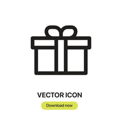Poster - Gift icon vector. Linear-style sign for mobile concept and web design. Gift symbol illustration. Pixel vector graphics - Vector.
