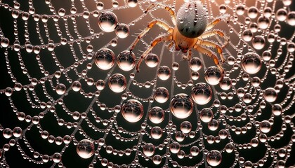 An AI illustration of a spider sits in the middle of its web in this image