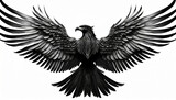 heavenly soar black angelic winged on white background isolated eagle flight emblem of power and majesty skyward bound symbolic feathers in art
