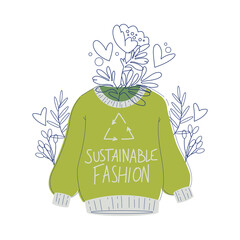 Poster - Eco Friendly with Ecological Clothing Wear Fabric Shopping Vector Illustration