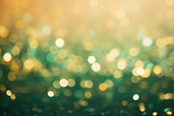 Fototapeta  - Green and gold abstract bokeh Christmas background