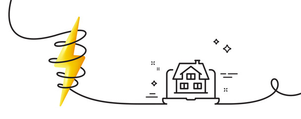 Poster - realtor line icon. continuous one line with curl. real estate agent sign. property agency symbol. re