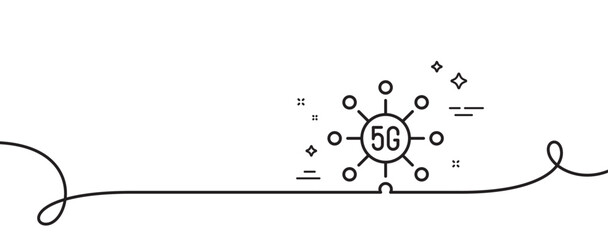 Poster - 5g technology line icon. continuous one line with curl. wifi wireless network sign. mobile data tran